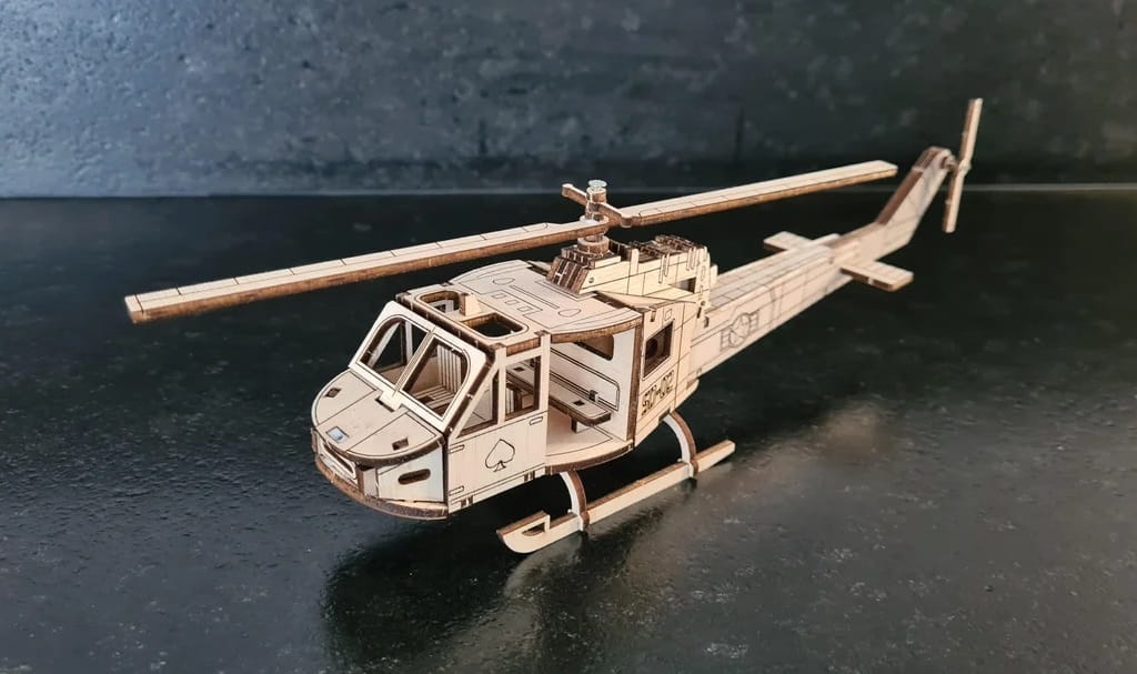 Laser Cut Huey Military Helicopter 3D Puzzle