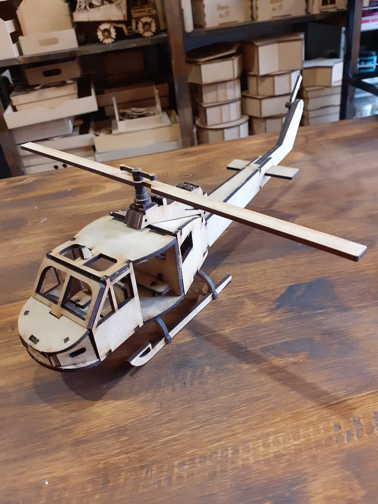 Laser Cut Huey Military Helicopter 3D Puzzle