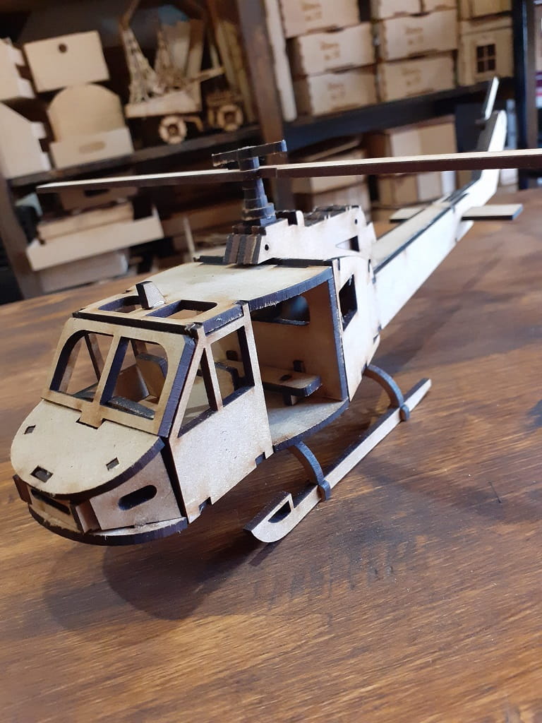 Laser Cut Huey Military Helicopter 3D Puzzle