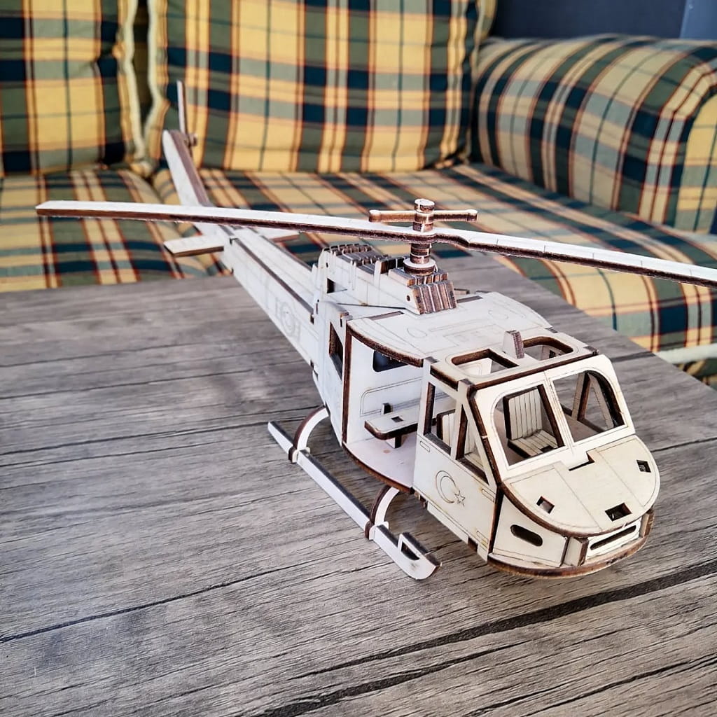 Laser Cut Huey Military Helicopter 3D Puzzle