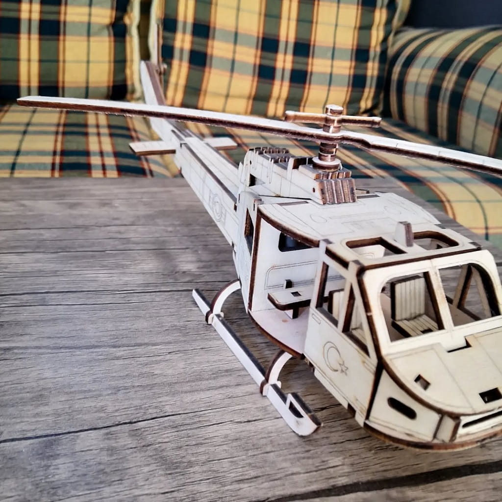 Laser Cut Huey Military Helicopter 3D Puzzle