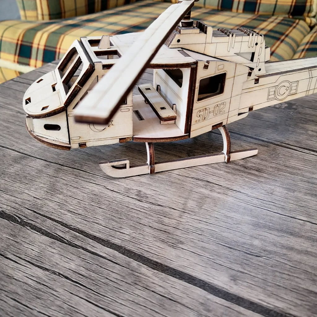 Laser Cut Huey Military Helicopter 3D Puzzle