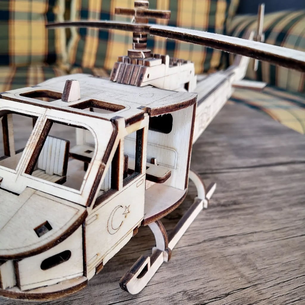 Laser Cut Huey Military Helicopter 3D Puzzle