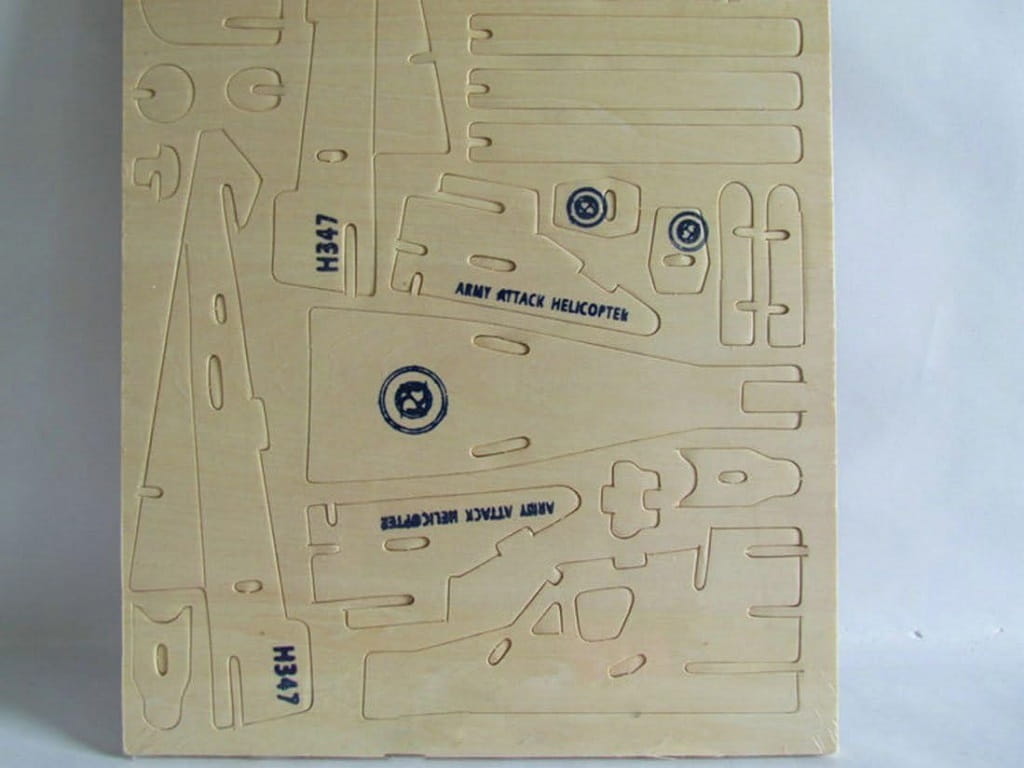 Laser Cut Shark Attack Helicopter 3D Wood Puzzle Model Kit