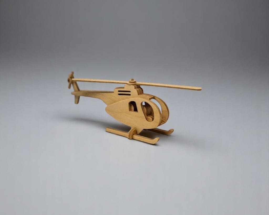 Laser Cut Wooden 3D Helicopter Puzzle