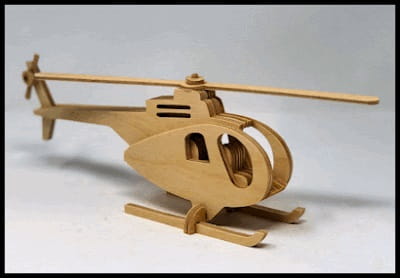 Laser Cut Wooden 3D Helicopter Puzzle
