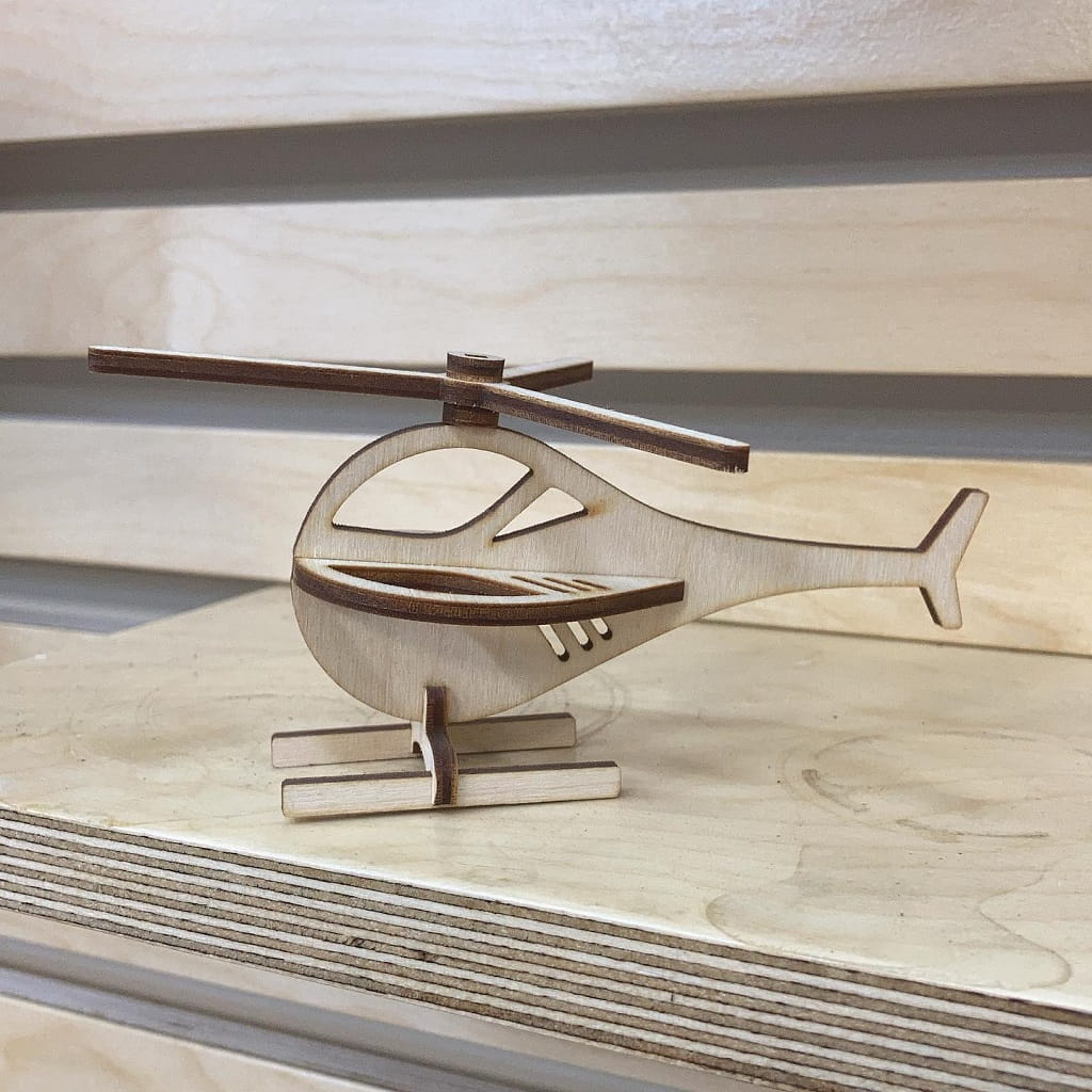 Laser Cut Wooden Helicopter Toy 3D Puzzle
