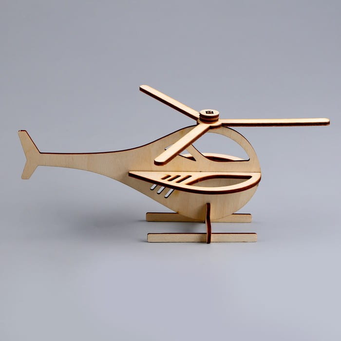 Laser Cut Wooden Helicopter Toy 3D Puzzle