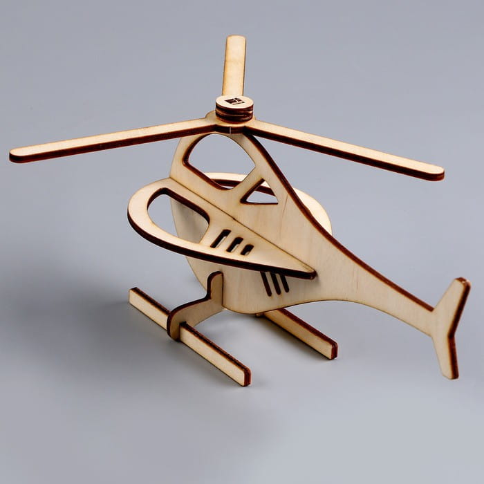 Laser Cut Wooden Helicopter Toy 3D Puzzle