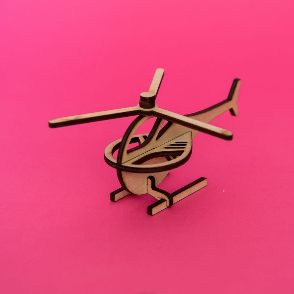 Laser Cut Wooden Helicopter Toy 3D Puzzle