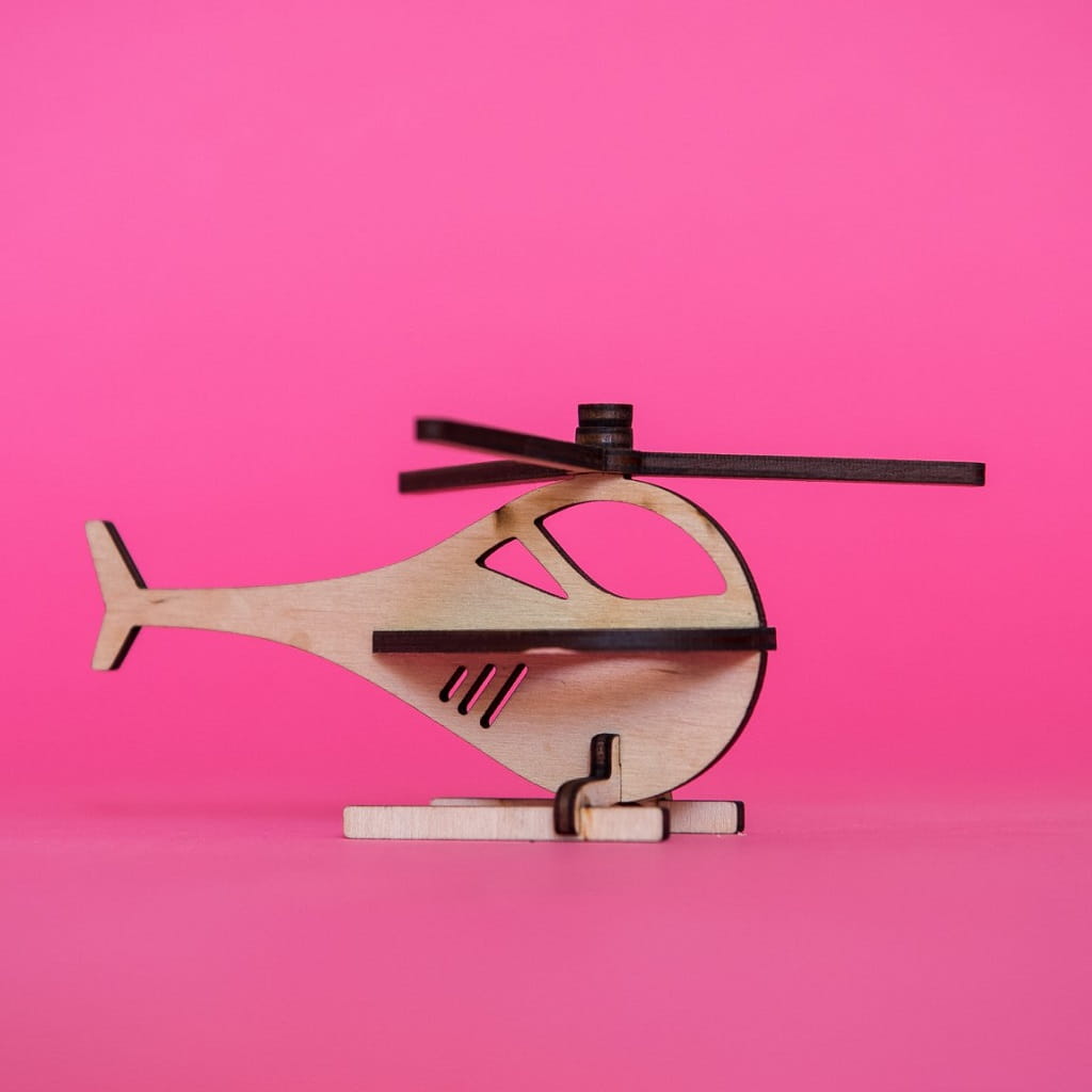 Laser Cut Wooden Helicopter Toy 3D Puzzle