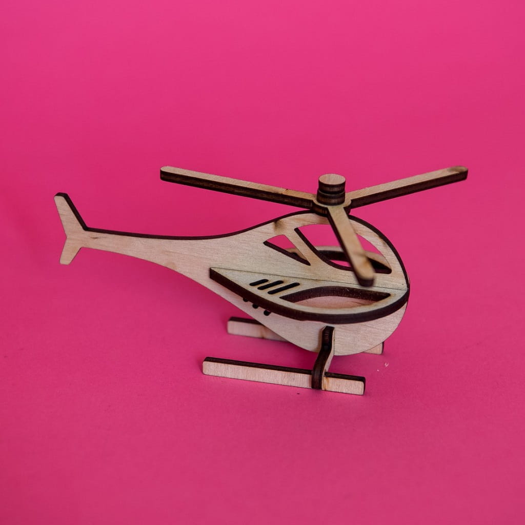Laser Cut Wooden Helicopter Toy 3D Puzzle