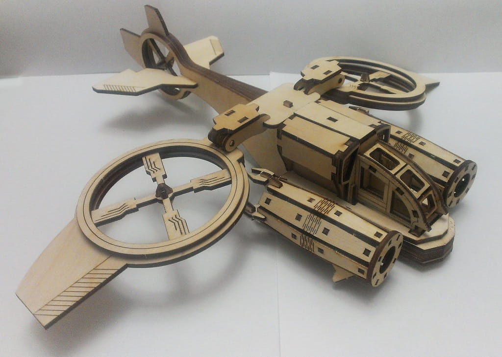 Laser Cut Spaceship Helicopter Toy 3D Puzzle