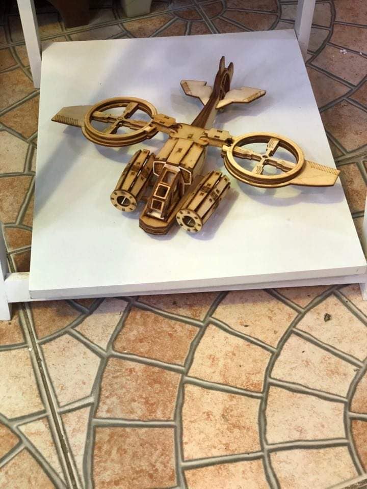 Laser Cut Spaceship Helicopter Toy 3D Puzzle