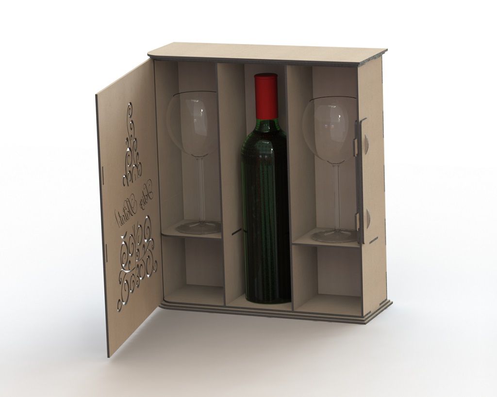 Laser Cut Christmas Wine Gift Box