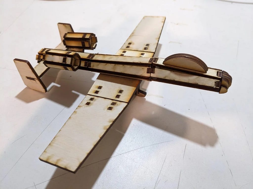 Laser Cut A-10 Warthog Aircraft 3D Puzzle Wood Model