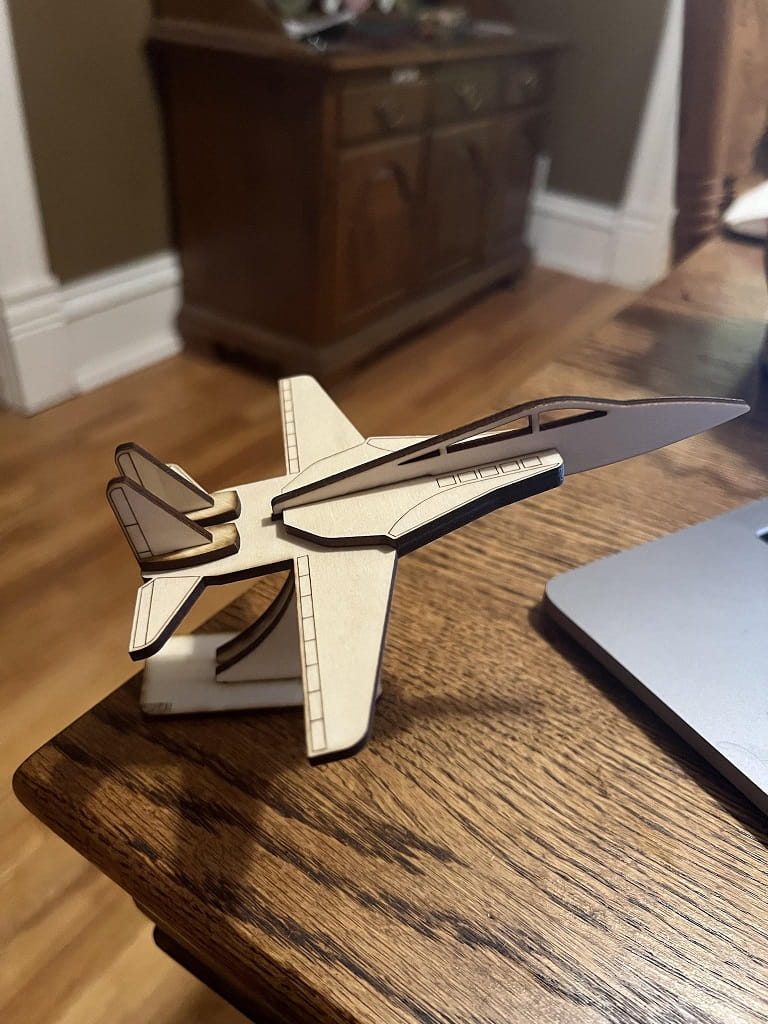 Laser Cut F-14 Tomcat Fighter Jet Wood Model for Desk Decor