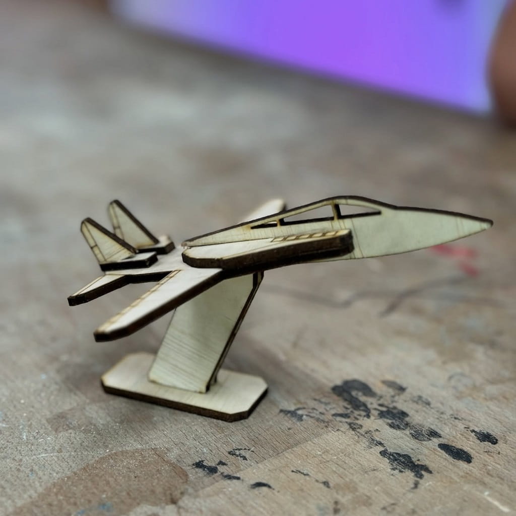 Laser Cut F-14 Tomcat Fighter Jet Wood Model for Desk Decor
