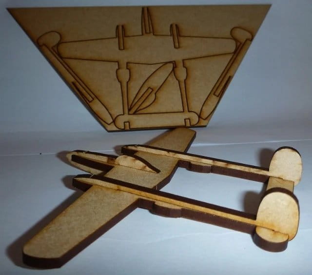 Laser Cut Lockheed P-38 Lightning Fighter Aircraft 3D Puzzle