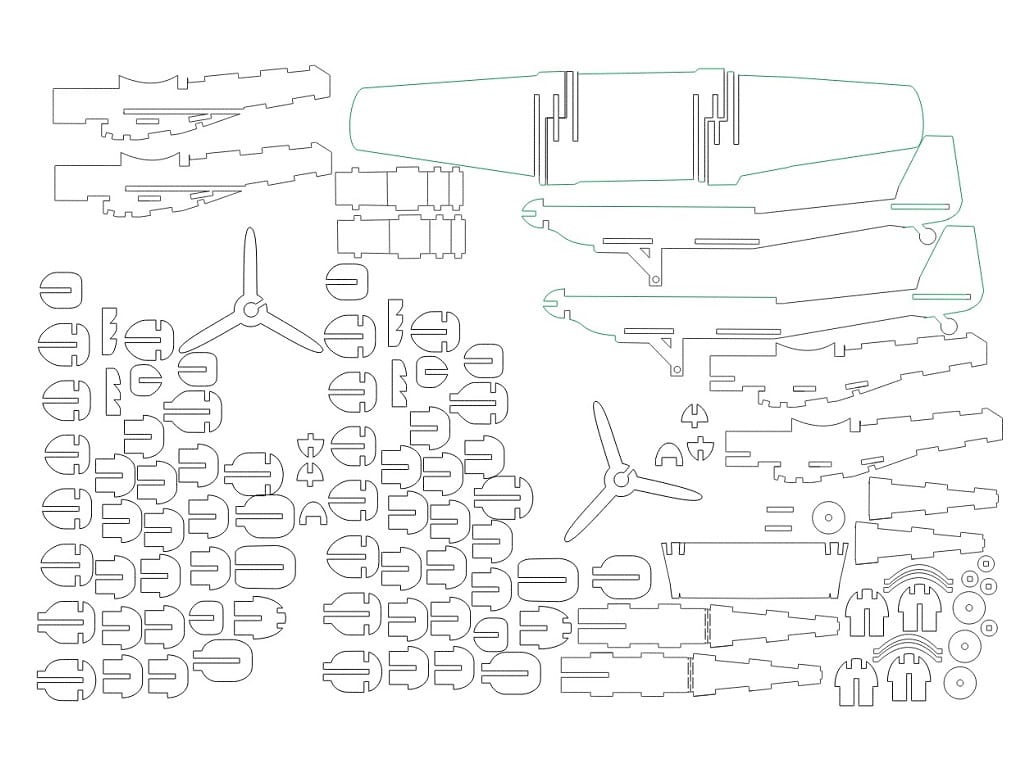 Laser Cut North American F-82 Twin Mustang Aircraft 3D Wood Puzzle