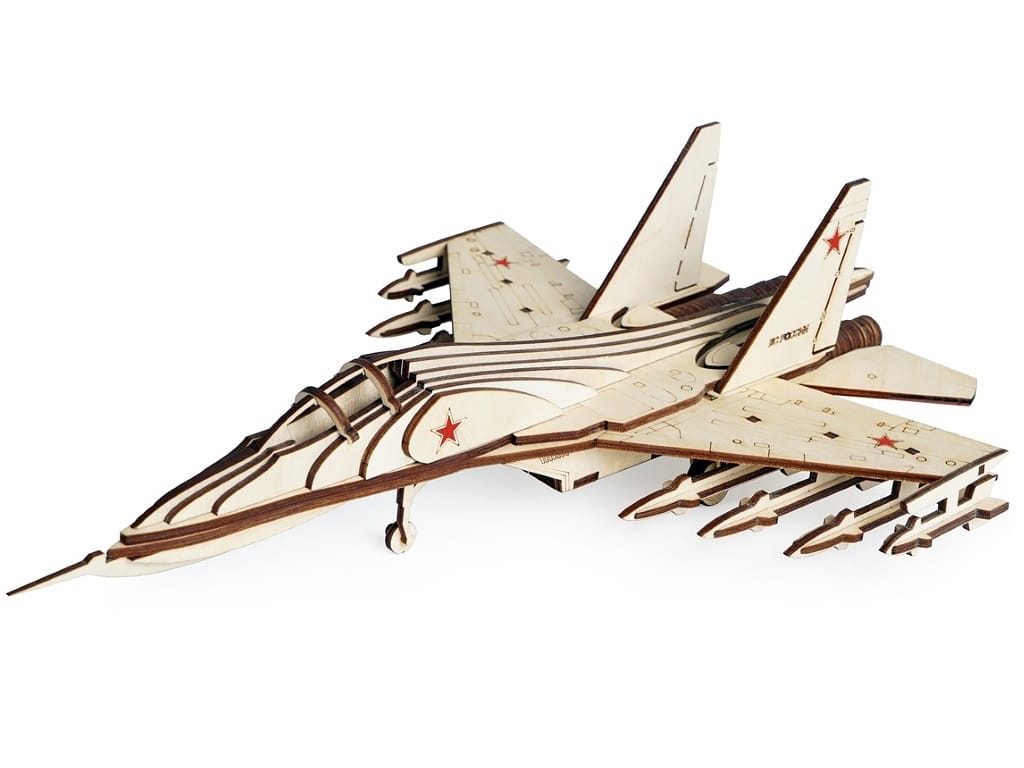 Laser Cut Su-30 Fighter Aircraft 3D Wood Model