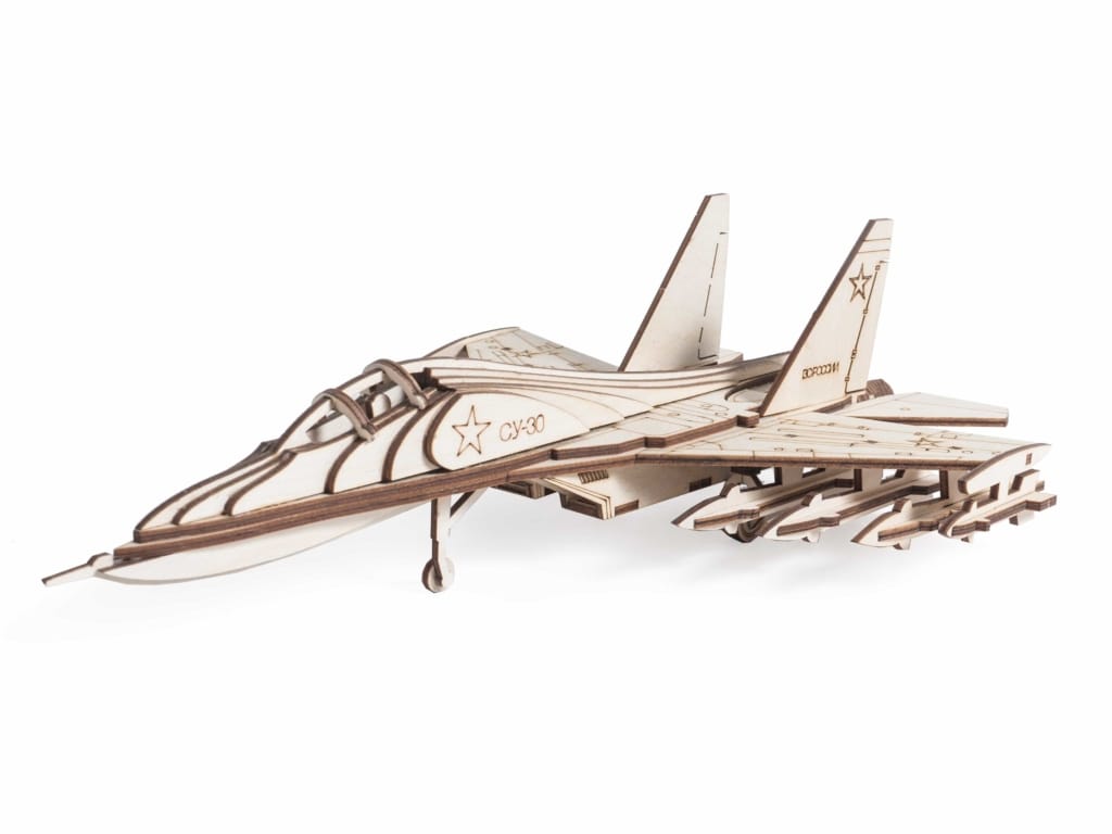 Laser Cut Su-30 Fighter Aircraft 3D Wood Model