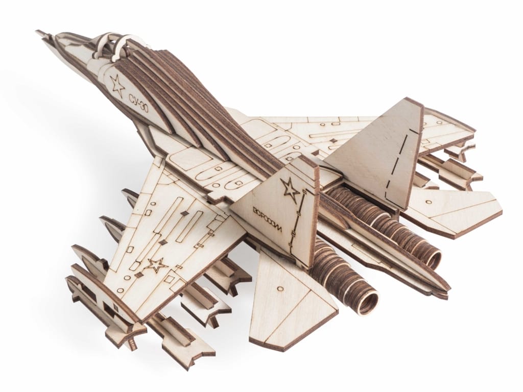 Laser Cut Su-30 Fighter Aircraft 3D Wood Model