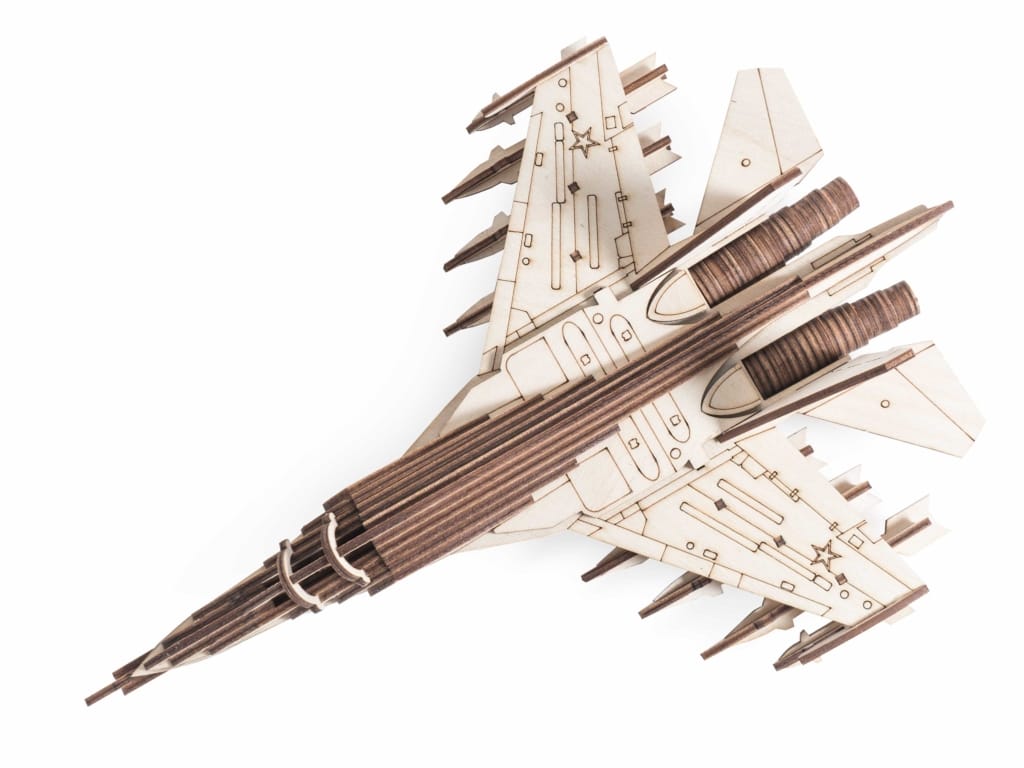 Laser Cut Su-30 Fighter Aircraft 3D Wood Model
