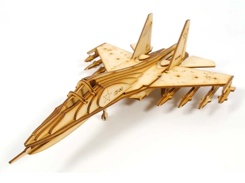 Laser Cut Su-30 Fighter Jet 3D Wood Model