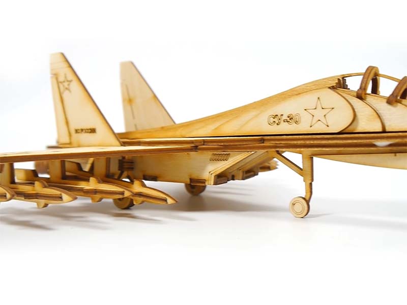 Laser Cut Su-30 Fighter Jet 3D Wood Model