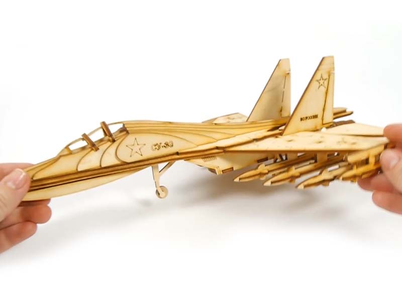 Laser Cut Su-30 Fighter Jet 3D Wood Model