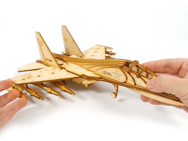 Laser Cut Su-30 Fighter Jet 3D Wood Model