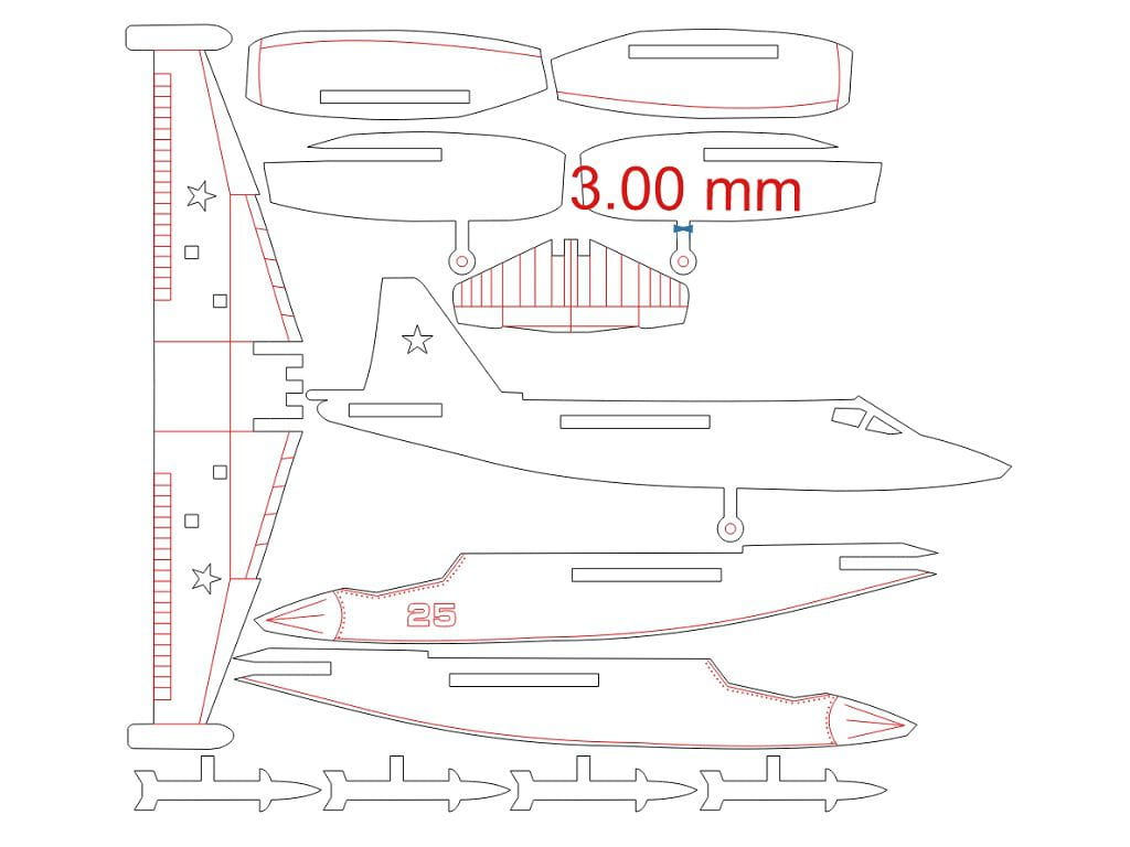 Laser Cut Sukhoi Su-25 Fighter Jet 3D Puzzle