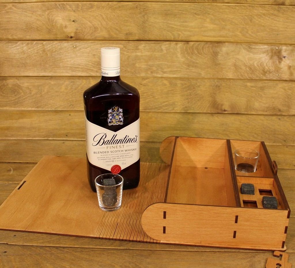 Laser Cut Ballantine Whisky Gift Set Packaging Box