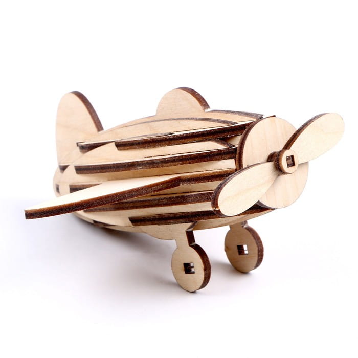 Laser Cut Wooden Toy Airplane 3D Puzzle
