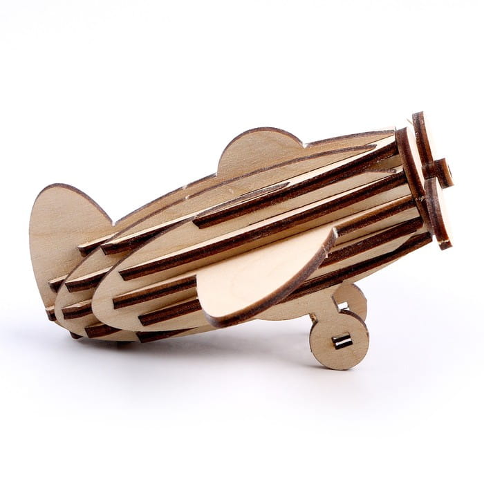 Laser Cut Wooden Toy Airplane 3D Puzzle