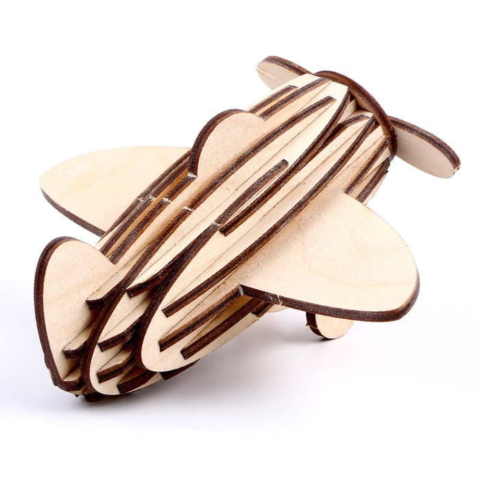 Laser Cut Wooden Toy Airplane 3D Puzzle