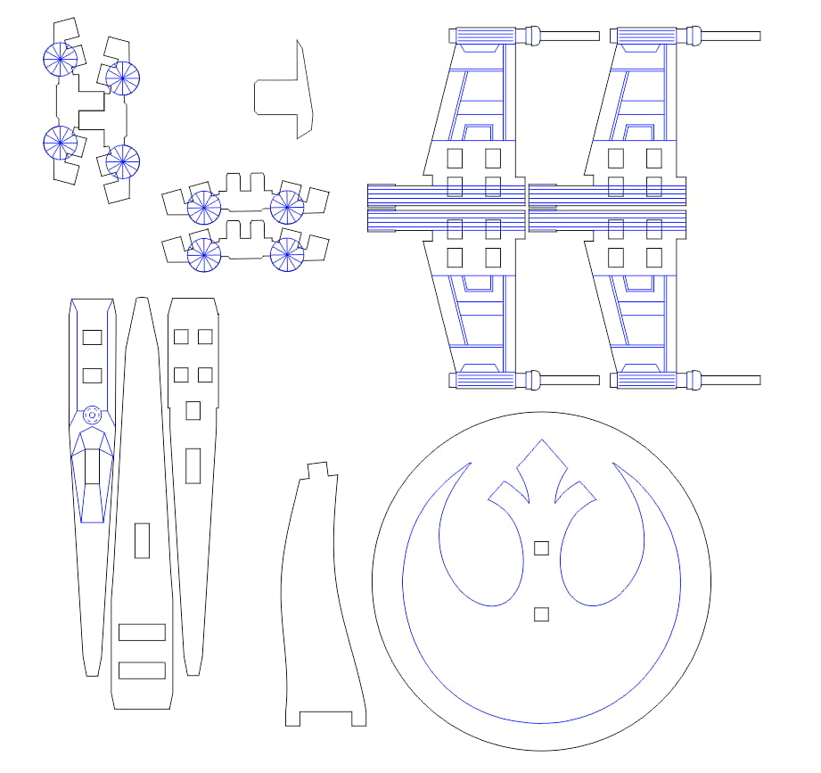 Laser Cut Star Wars X Wing Fictional Spacecraft 3D Puzzle