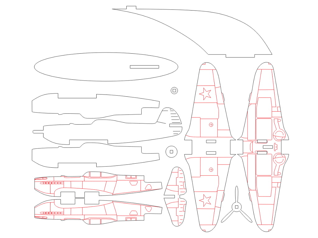Laser Cut Yakovlev Yak 9 Fighter Aircraft for Desk Decor 3D Puzzle