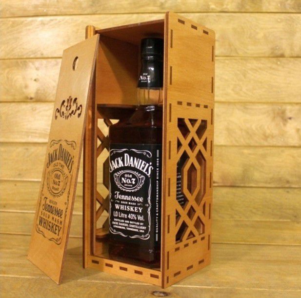 Laser Cut Jack Daniels Whiskey Packaging Box with Sliding Lid