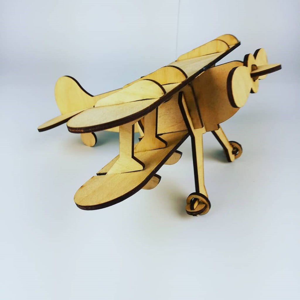 Laser Cut Biplane Model Aircraft Toy 3D Puzzle