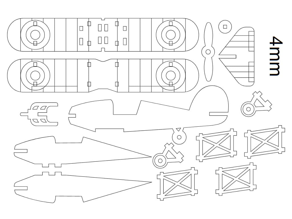 Laser Cut Biplane Wooden Retro Plane 3D Wood Model