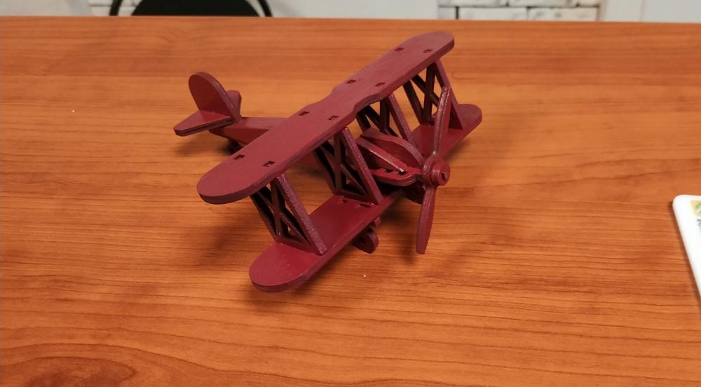 Laser Cut Miniature Biplane Wood Model