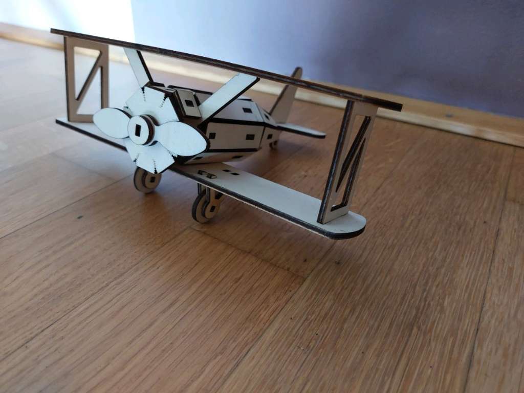 Laser Cut Plywood Biplane Toy 3D Puzzle