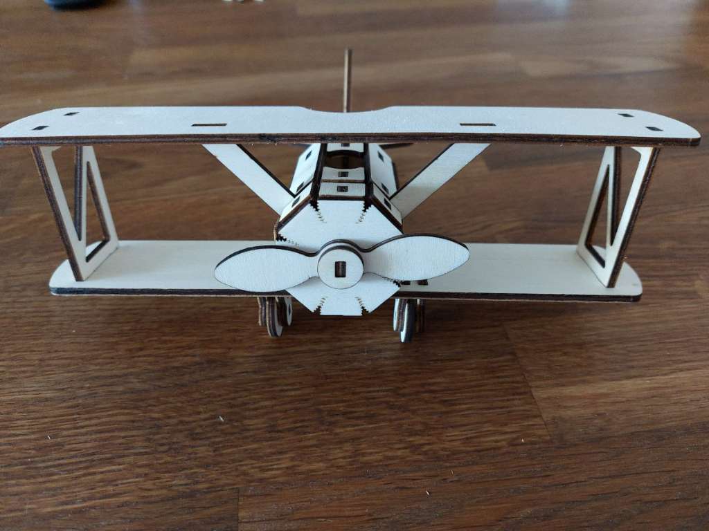 Laser Cut Plywood Biplane Toy 3D Puzzle