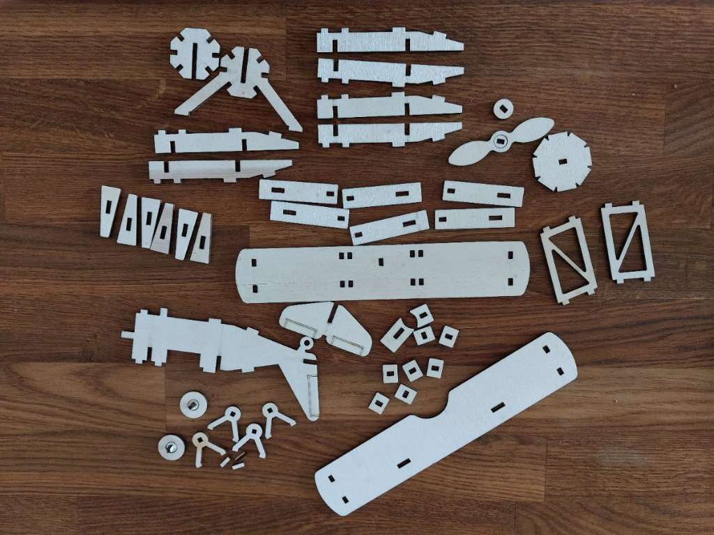 Laser Cut Plywood Biplane Toy 3D Puzzle