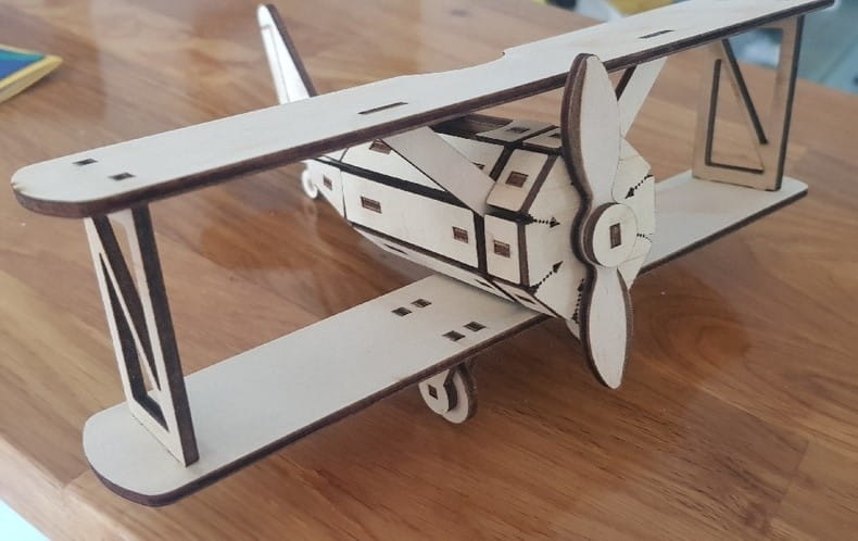 Laser Cut Plywood Biplane Toy 3D Puzzle