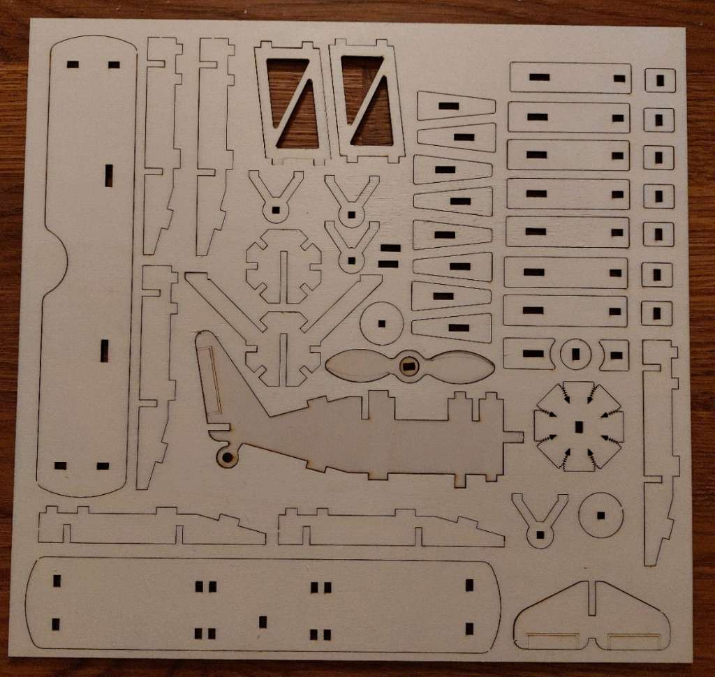 Laser Cut Plywood Biplane Toy 3D Puzzle