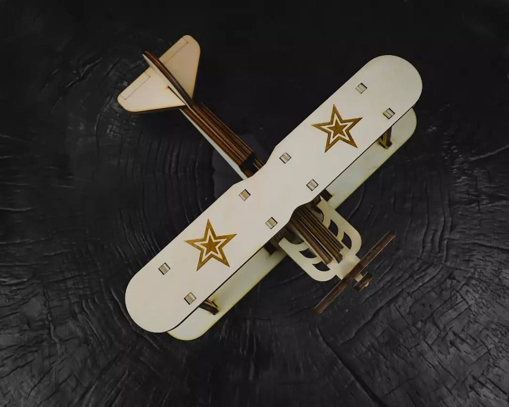 Laser Cut Toy Airplane 3D Wood Model