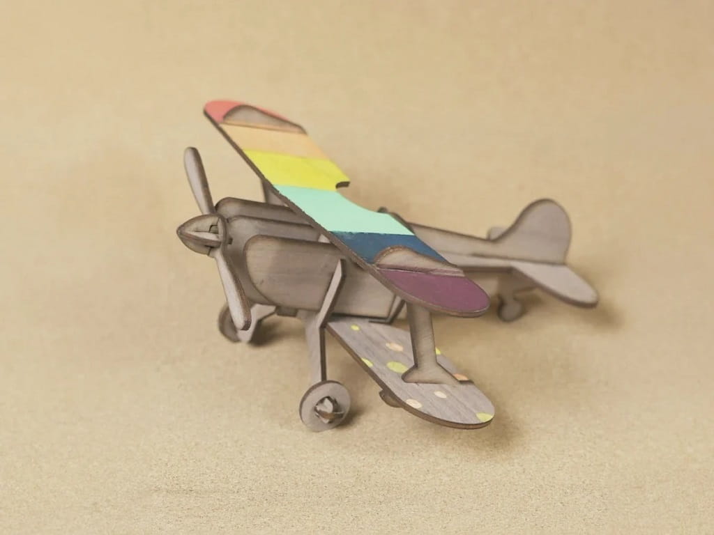Laser Cut Wooden Aircraft Model for Kids